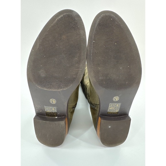 Journee Women's Olive Green Knee High Boots Buckle Side Zip Faux Suede Size 7.5 - Picture 4 of 7